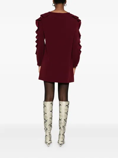 So Allure Ruffled Dress In Burgundy