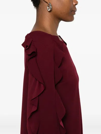 So Allure Ruffled Dress In Burgundy