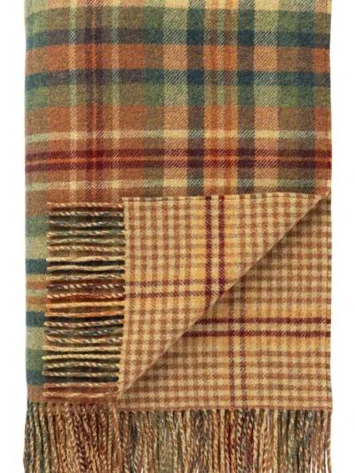 Johnstons Of Elgin Plaid Wool Throw Blanket In Brown