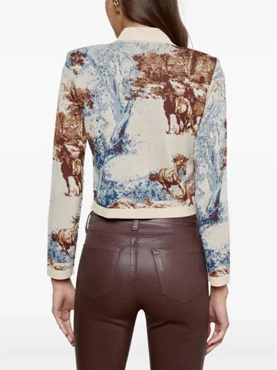 L'agence Osiris Jacquard Collared Cardigan Tan Mt Western Toile In Multi