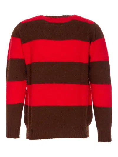 Howlin' Striped Crewneck Sweater Long Sleeves In Red