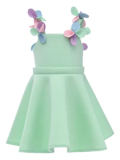 Mimi Tutu Lila Blossom Floral-appliqué Dress In Green