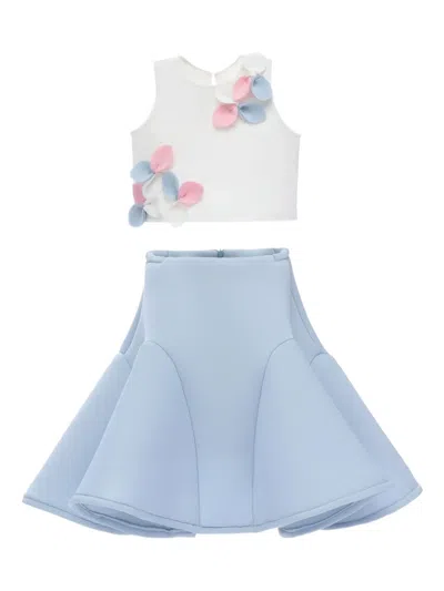 Mimi Tutu Blossom Floral-appliqué Skirt Set In Blue