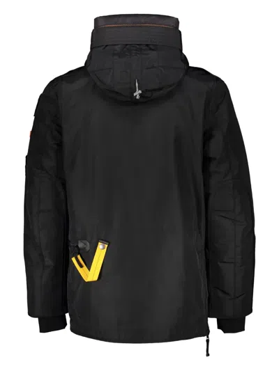 Parajumpers Oversized Black Jacket With Zippered Pockets In Blue