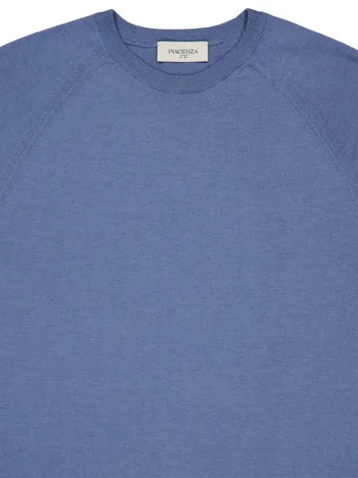 Piacenza Cashmere Raglan-sleeved Short-sleeved Sweater In Blue