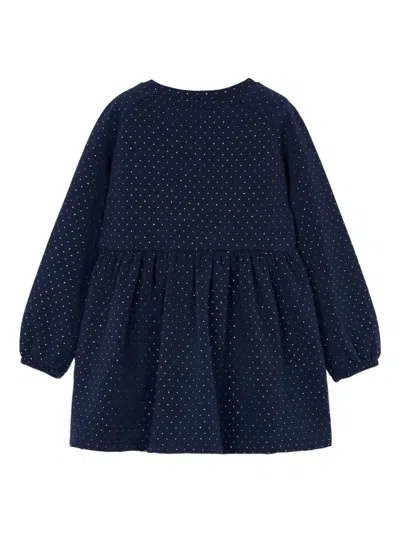 Mayoral Flower-appliqué Fleece Dress In Blue