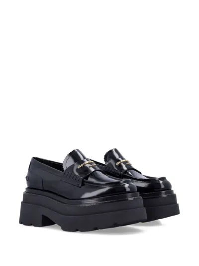 Alexander Wang Black Leather Carter Platform Loafers In Black