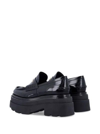 Alexander Wang Black Leather Carter Platform Loafers In Black
