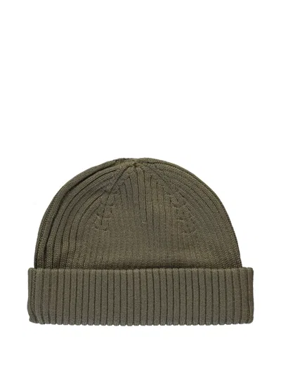 Parajumpers Ribbed Beanie Hat Olive Grey In Green