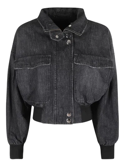 Marella Cropped Denim Jacket In Black