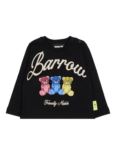 Barrow Black T-shirt For Babykids With Bear Print In Black
