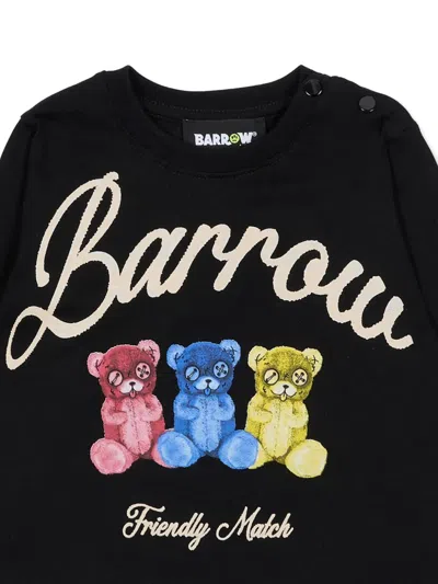 Barrow Black T-shirt For Babykids With Bear Print In Black