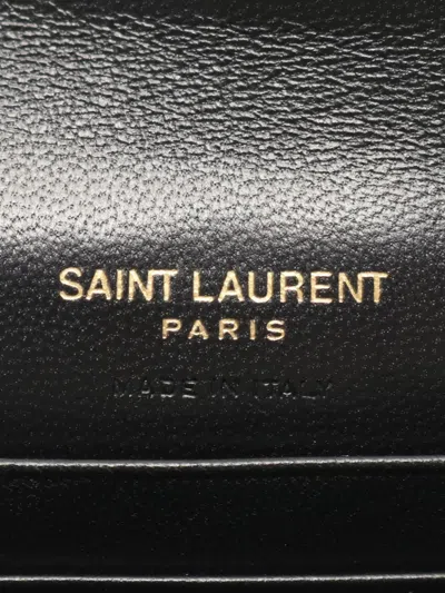 Pre-owned Saint Laurent 2000-2025 Leather Monogram Envelope Bifold Wallet Small Wallets In Black