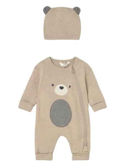 Mayoral Bear-appliqué Romper Set In Neutral