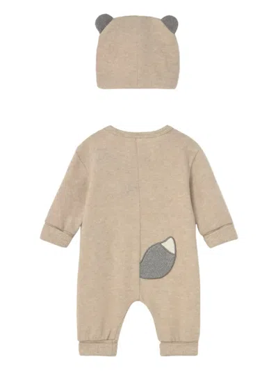 Mayoral Bear-appliqué Romper Set In Neutral
