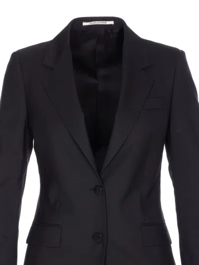 Tagliatore Notched Lapel Jacket Long Sleeves Pockets In Black