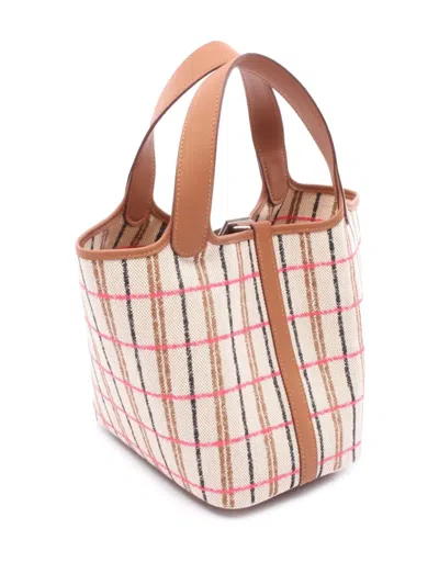 Pre-owned Hermes 2024 Couverture Lignes Picotin Lock 18 Handbag In Brown