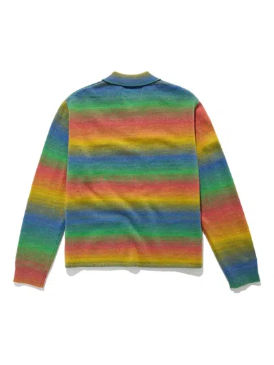 Awake Ny Mens Gradient Logo-embroidered Knitted Polo Top Multi In Multi