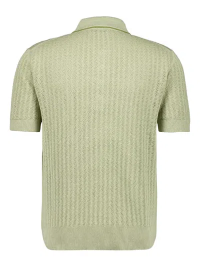 Piacenza Cashmere Four-button Linen Polo Shirt In Green