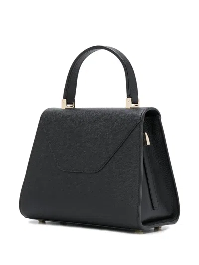Valextra Small Leather-coated Clasp Tote Bag In Black