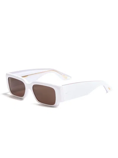 Khaite Rectangle Frame Sunglasses In White