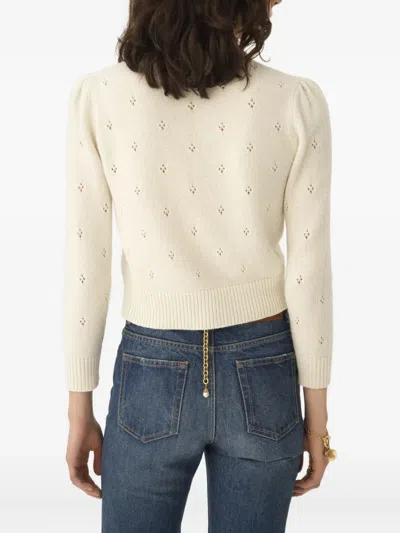 Chloé Wool And Cashmere Fitted Sweater With An Openwork Motif Clothing In Neutral