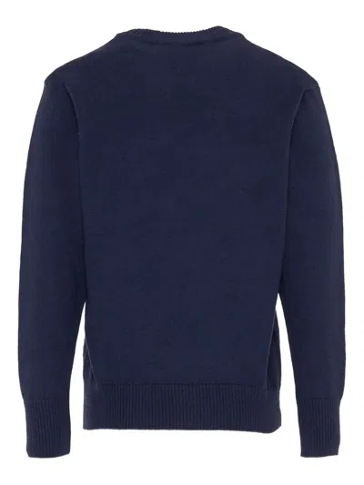 Dondup Logo-patch Crewneck Sweater In Blue
