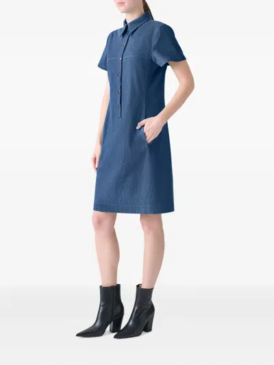 搭扣翻领迷你连衣裙