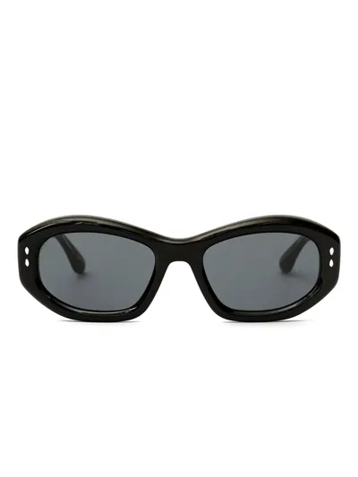 Isabel Marant Vancy Oval-frame Sunglasses In Black
