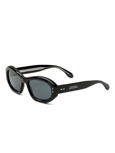 Isabel Marant Vancy Oval-frame Sunglasses In Black