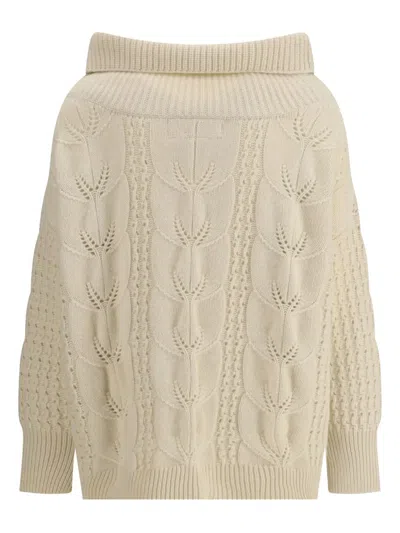 Ermanno Scervino Oversized Perforated Sweater In Neutral