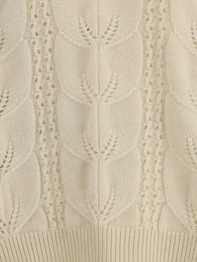 Ermanno Scervino Oversized Perforated Sweater In Neutral