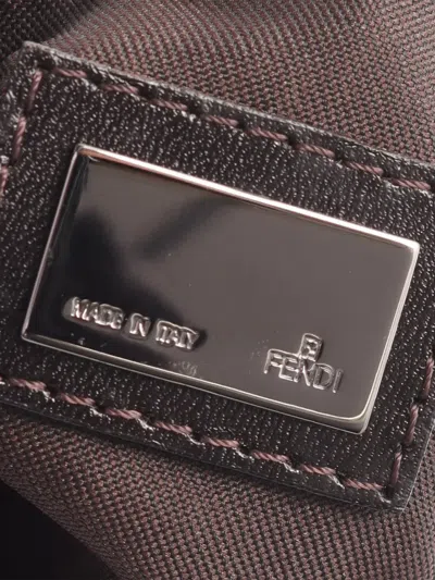 Pre-owned Fendi 2000-2010 Zucchino Canvas Crossbody Bag In Brown