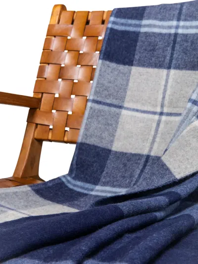 Johnstons Of Elgin Checked Reversible Throw In Blue