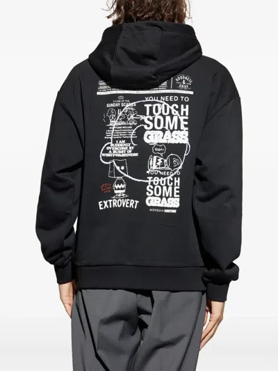 图案印花抽绳连帽衫