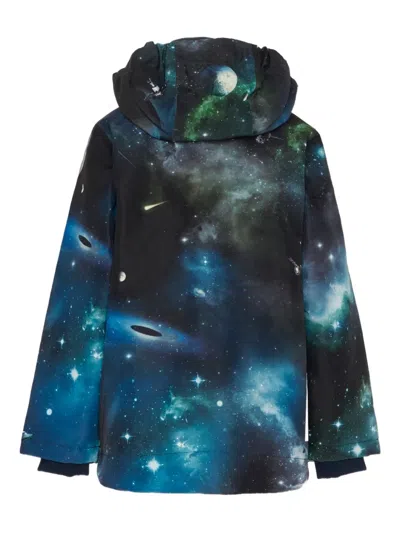 Molo Hooded Printed Jacket In Blue