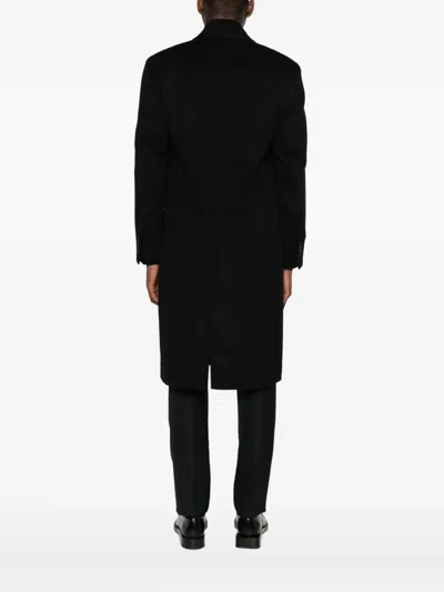 Lardini Classic Double-breasted Coat With Tailored Silhouette In Black