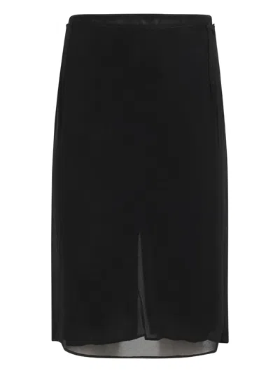 Marella Gonna Midi In Georgette Nera In Black