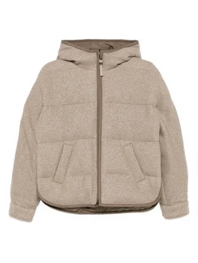 Brunello Cucinelli Hooded Puffer Jacket In Neutral