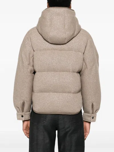 Brunello Cucinelli Hooded Puffer Jacket In Neutral