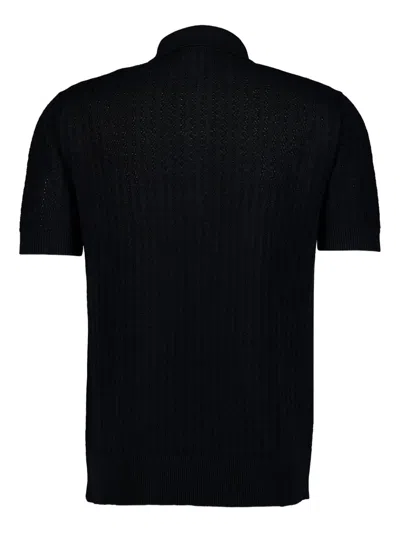 Piacenza Cashmere Ribbed-knit Polo Shirt In Black