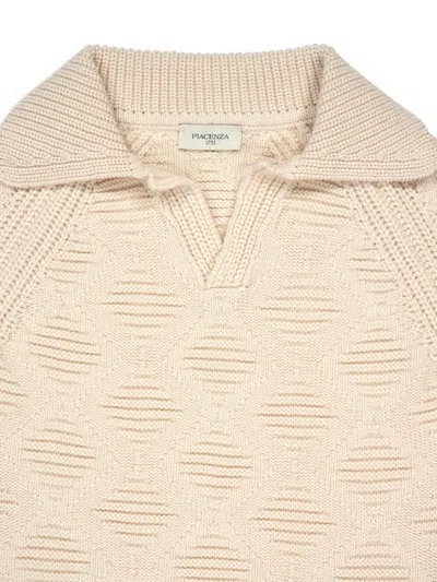 Piacenza Cashmere V-neck Cable-knit Polo Shirt In Neutral