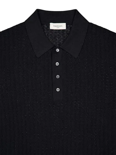 Piacenza Cashmere Ribbed-knit Polo Shirt In Black