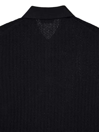 Piacenza Cashmere Ribbed-knit Polo Shirt In Black