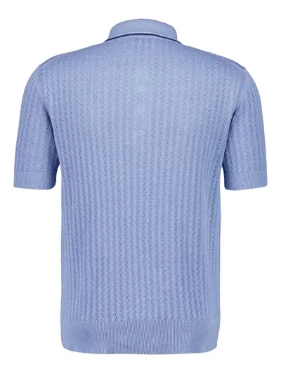 Piacenza Cashmere Textured-knit Polo Shirt In Blue