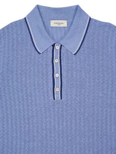 Piacenza Cashmere Textured-knit Polo Shirt In Blue
