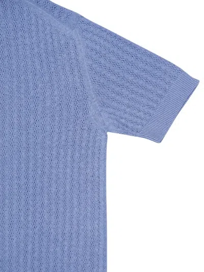 Piacenza Cashmere Textured-knit Polo Shirt In Blue