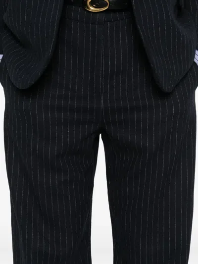 Suncoo Pinstriped Trousers In Black