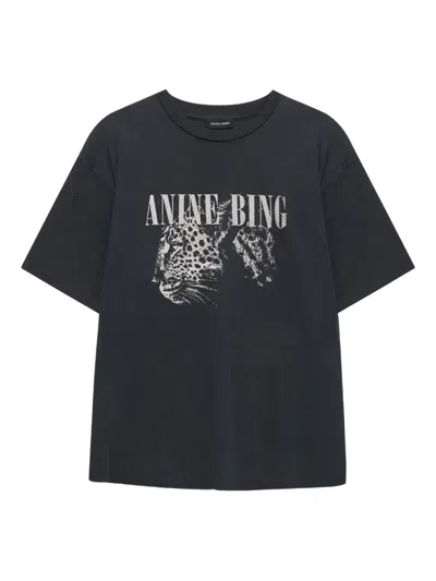 Anine Bing T-shirt Cohen In Cotone Ardesia Donna In Black