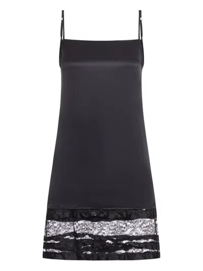 Niccolò Pasqualetti Lace-panel Slip Dress In Black